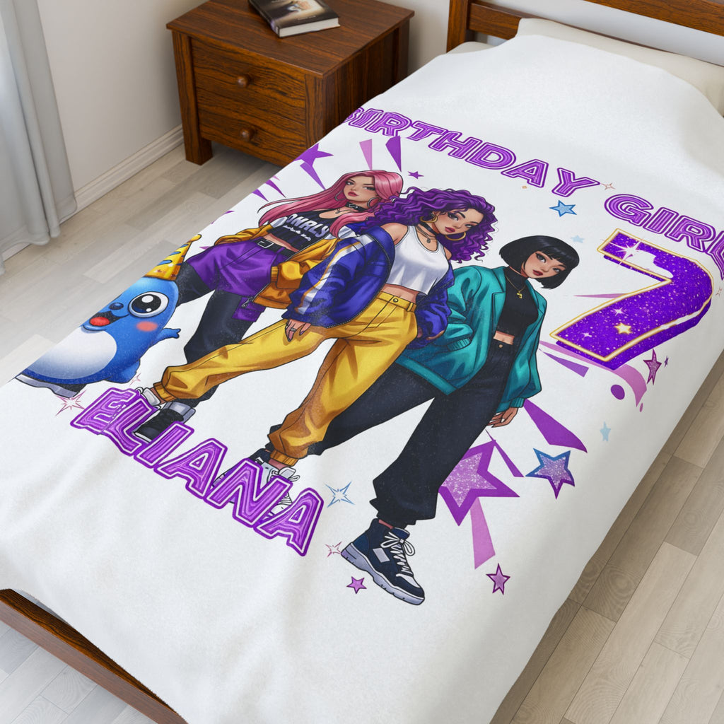 Birthday Girl 7 Blanket | Personalized Eliana Velveteen Plush Blanket