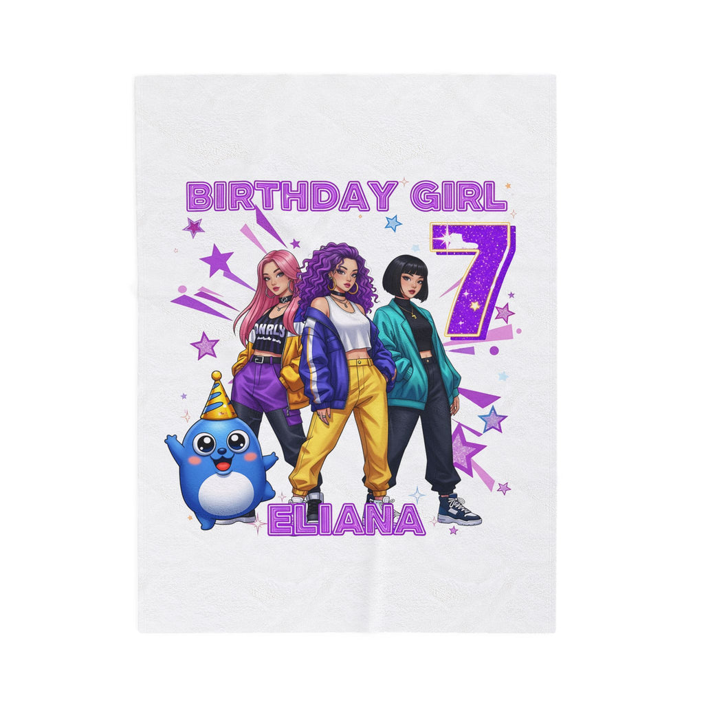 Birthday Girl 7 Blanket | Personalized Eliana Velveteen Plush Blanket